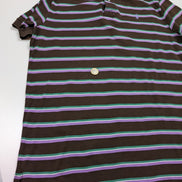 Polo manches courtes Polo Ralph Lauren L marron rayures vert mauve logo bleu