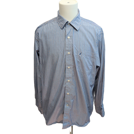 Chemise Nautica taille XL 100% coton made in moritus Bleu à Rayures longues mch