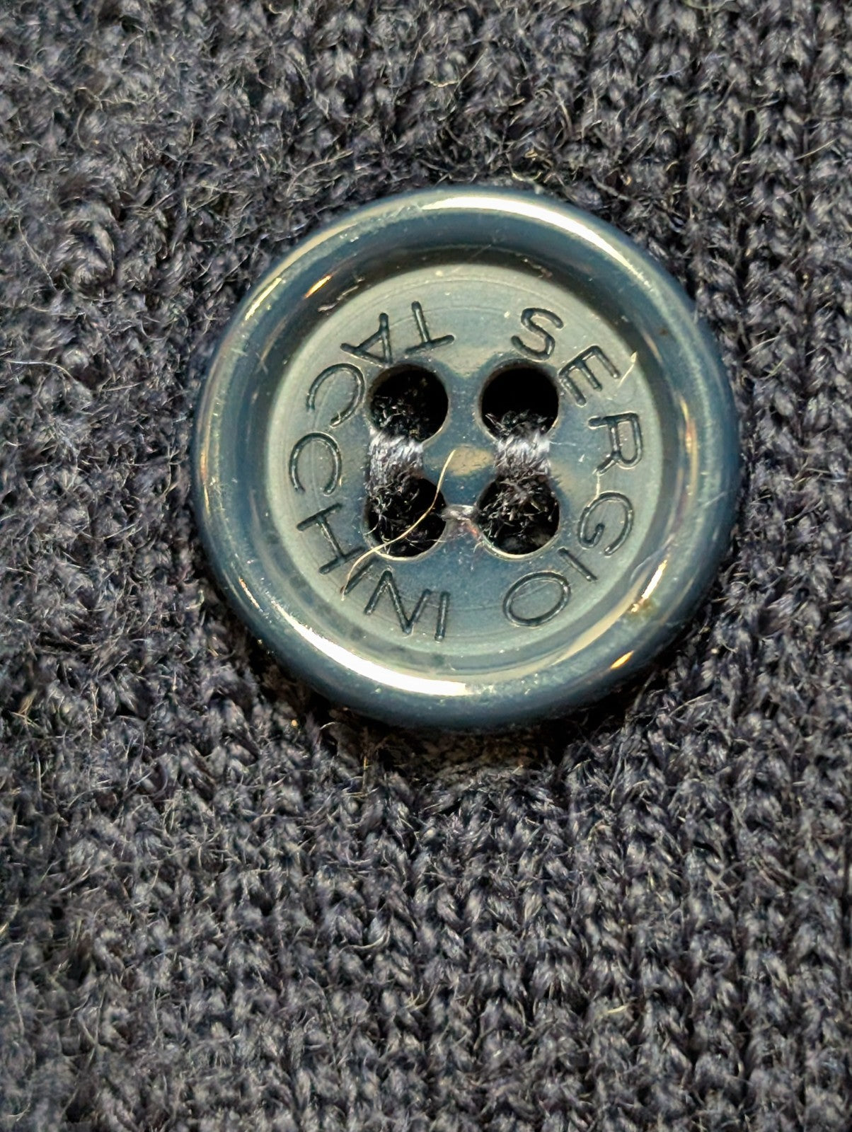 Gilet Boutonné SERGIO TACCHINI 72% Laine Mérinos Bleu Marine Homme Taille S
