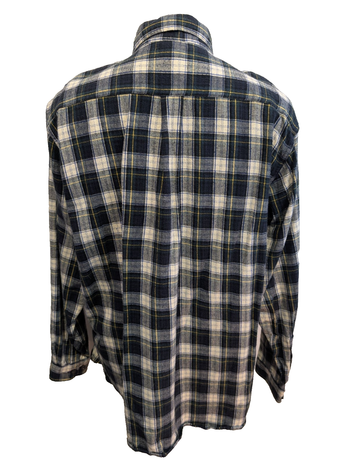 Chemise L.L.Bean Flanelle T.L - Carreaux Vert Foncé Jaune 100% Coton