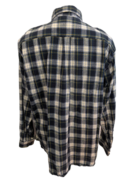 Chemise L.L.Bean Flanelle T.L - Carreaux Vert Foncé Jaune 100% Coton