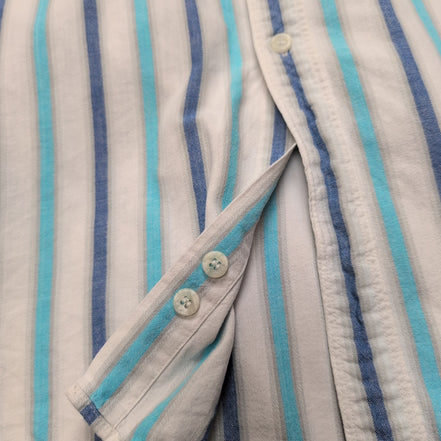 Chemise Dockers Rayures Bleu Ciel et Blanc Taille L Coton Manches courtes Poche