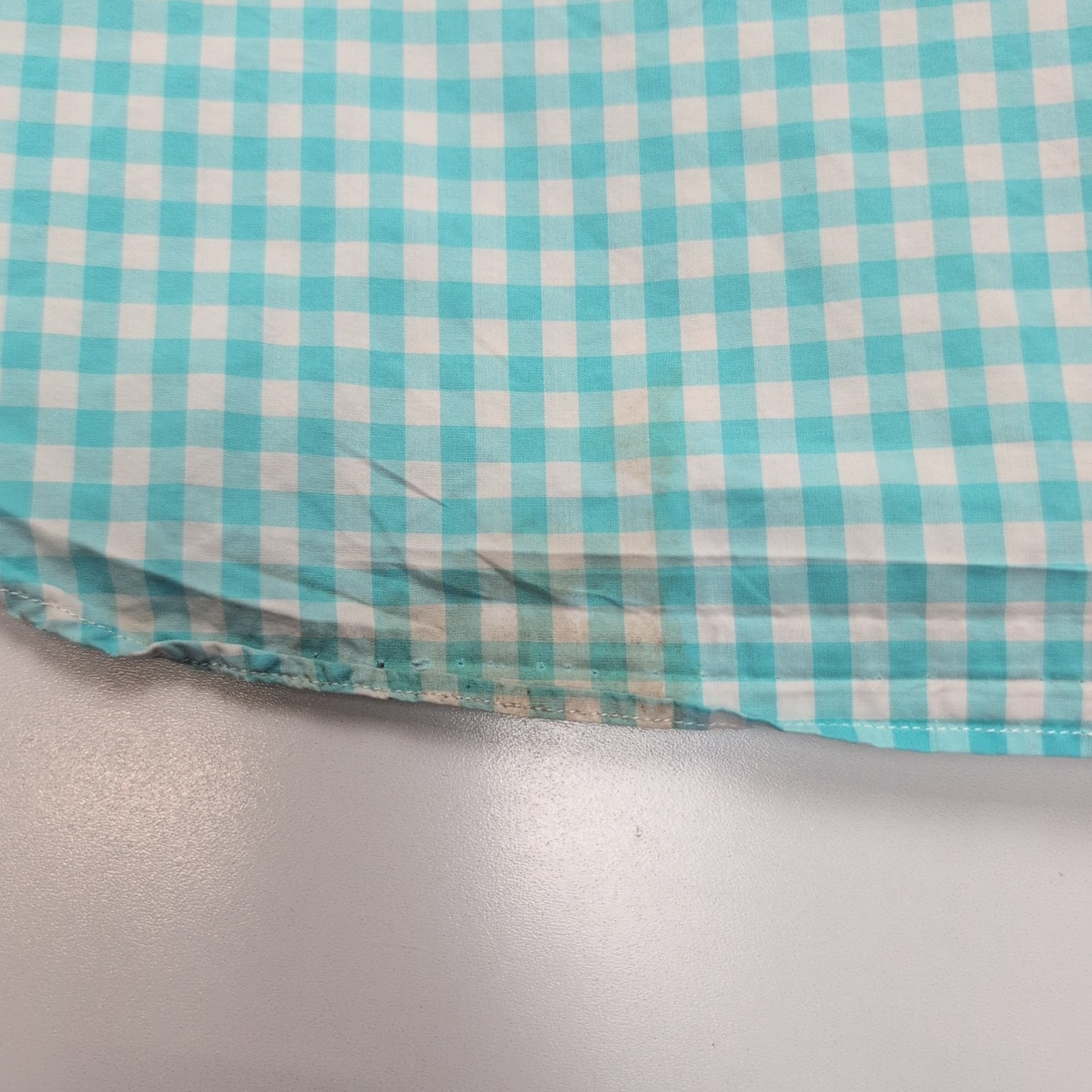 Chemise Ralph Lauren L Turquoise Carreaux Manches Courtes Coton Sans Logo