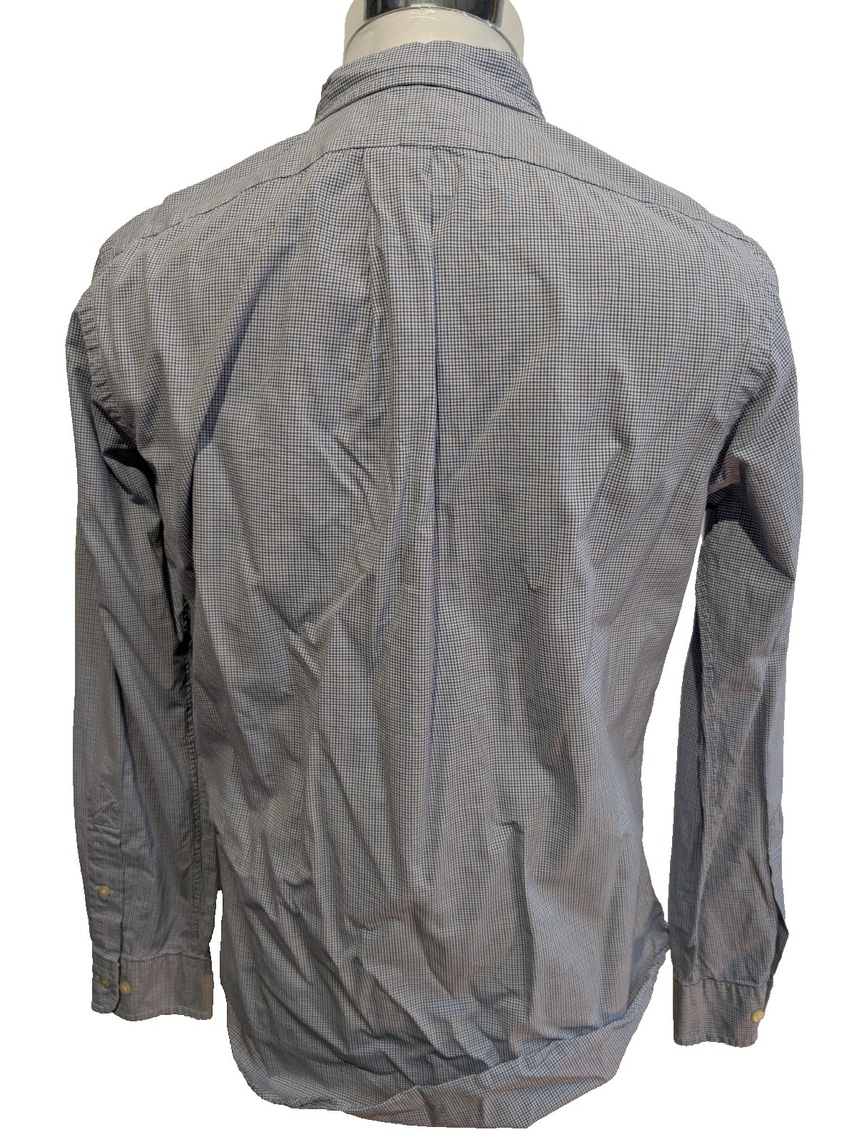 Chemise Polo Ralph Lauren Shirt S Custom Fit Micro-Carreaux Bleu Blanc Button Do
