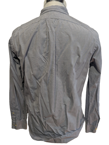 Chemise Polo Ralph Lauren Shirt S Custom Fit Micro-Carreaux Bleu Blanc Button Do