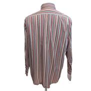 Chemise Lacoste XL Rayures Multicolores Coton Logo Vert Poche manches longues