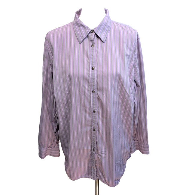 Chemise Lauren Ralph Lauren Femme 2XL Lilas Rayures Vertes manches longues