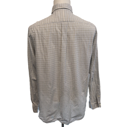 Chemise Ralph Lauren L Blanche Carreaux Bleu Noir Logo Marine Button Down Shirt