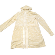 Peignoir ORONERO S Capuche Velours Loungewear Écru Floral Neuf Étiquette