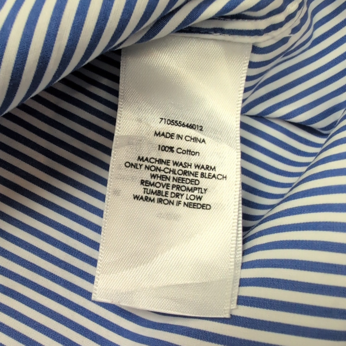 Chemise Ralph Lauren Rayures Bleues Logo Jaune L Coton Manches Courtes