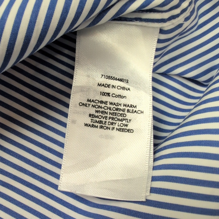 Chemise Ralph Lauren Rayures Bleues Logo Jaune L Coton Manches Courtes