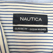Chemise Nautica Classic Fit L Ocean Washed Rayures Bleues Coton
