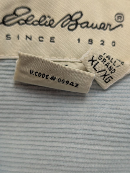 Chemise EDDIE BAUER T.XL TALL Velours Côtelé Vert Pâle Vtg