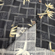 Chemise hawaïenne Bamboo Cay M noire carreaux bambou 100% soie manches courtes