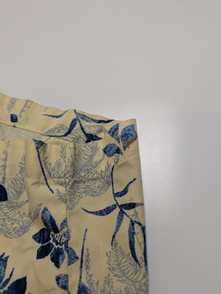 Chemise Hawaïenne Natural Issue Jaune Pâle Fleurs Bleues Coton - Taille XLT