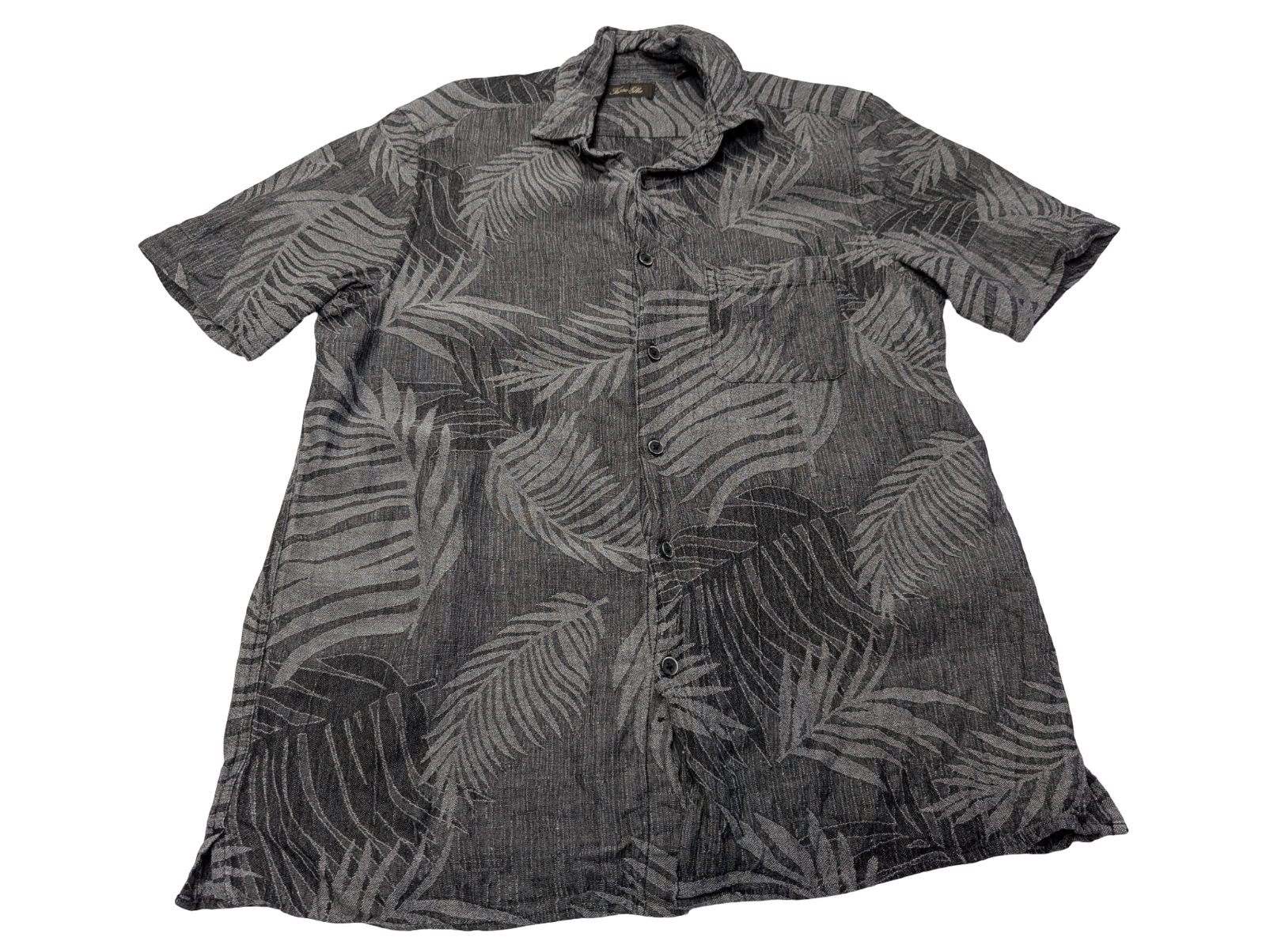 Chemise hawaïenne soie et lin Tasso Elba grise manches courtes taille M