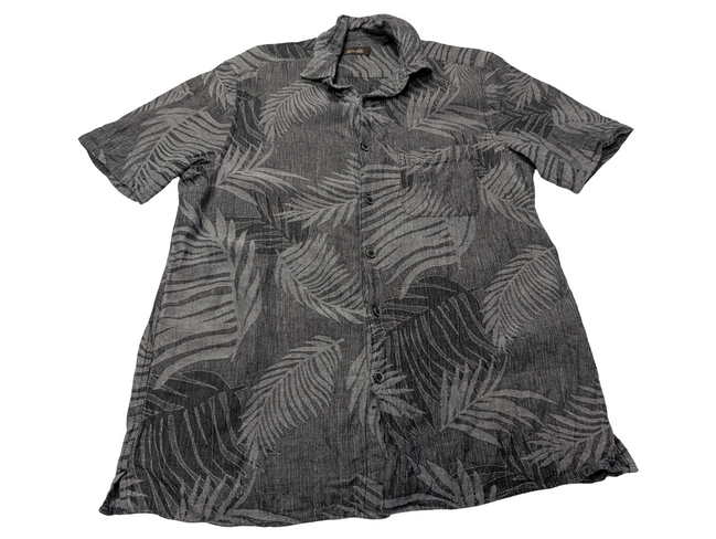 Chemise hawaïenne soie et lin Tasso Elba grise manches courtes taille M