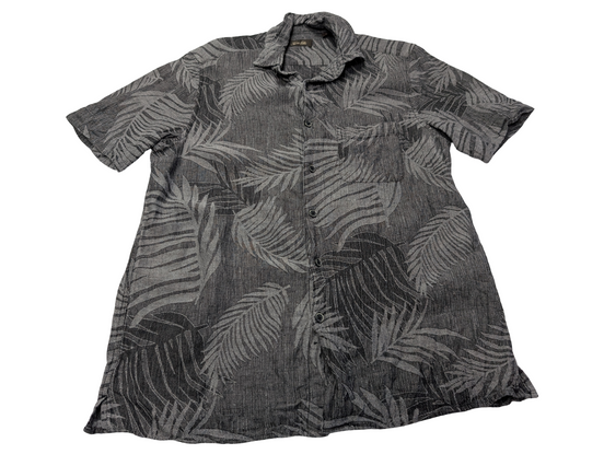 Chemise hawaïenne soie et lin Tasso Elba grise manches courtes taille M