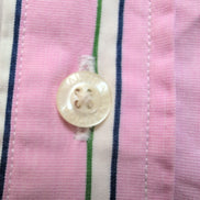Nautica chemise 80s two ply coton rose pâle rayures vertes XL