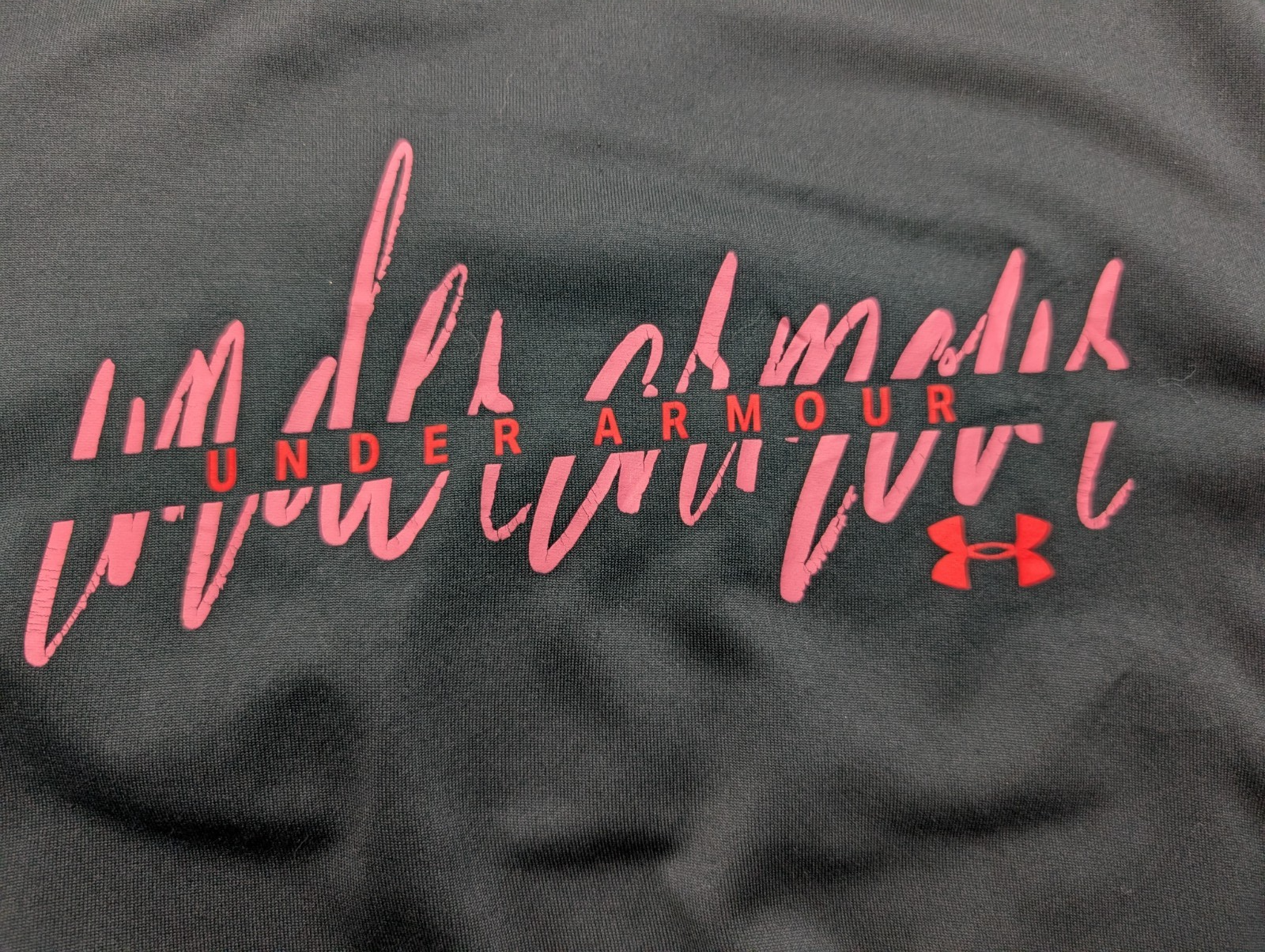 T-shirt de Sport Under Armour HeatGear Noir Logo Rose Femme Taille M