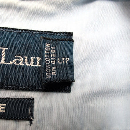 Chemise Ralph Lauren Blake M Bleu Logo Jaune VTG Button Down manches courtes