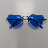 Lunettes de soleil Cœur Verres Bleus Strass Monture Métal Y2K