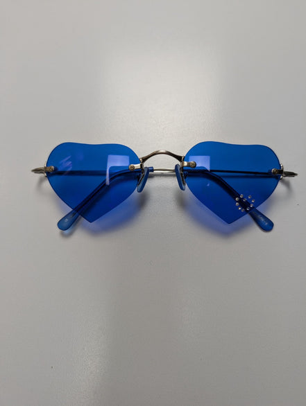 Lunettes de soleil Cœur Verres Bleus Strass Monture Métal Y2K