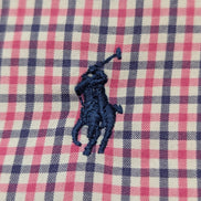 Chemise Ralph Lauren rose et bleue à carreaux logo marine taille L #2551