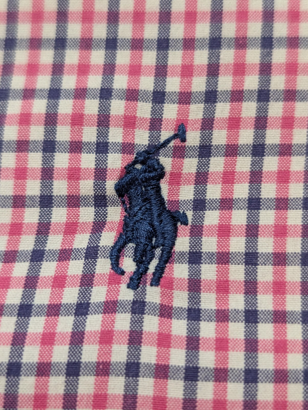 Chemise Ralph Lauren rose et bleue à carreaux logo marine taille L #2551