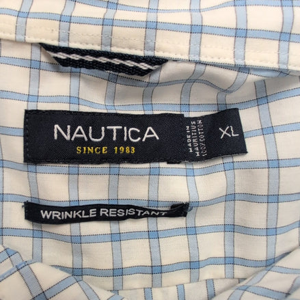 Chemise Nautica carreaux bleu blanc manches longues 1 poche XL