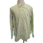 Chemise Ralph Lauren XXL Vert Clair Oxford Coton Logo Marron Manches longues
