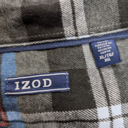👕 Chemise IZOD XL Flanelle Carreaux Noir Gris Bleu Coton |301S