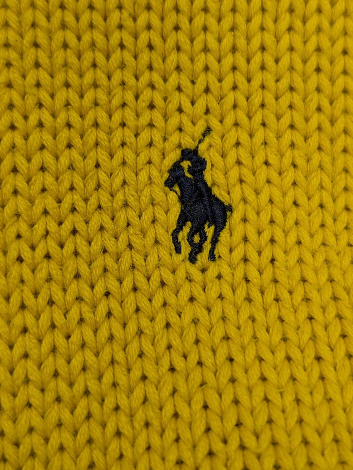 Pull Polo Ralph Lauren Jaune Vintage Made in HK - Maille Dense Taille L (Fit S)