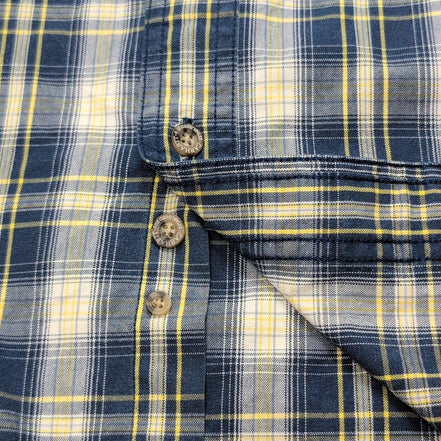Chemise Carhartt L Oxford Bleu Jaune Carreaux Manches courtes Coton 2 Poches