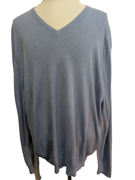 Pull Calvin Klein Bleu Clair Col V - Coupe Oversize - Coton & Modal - Taille XL