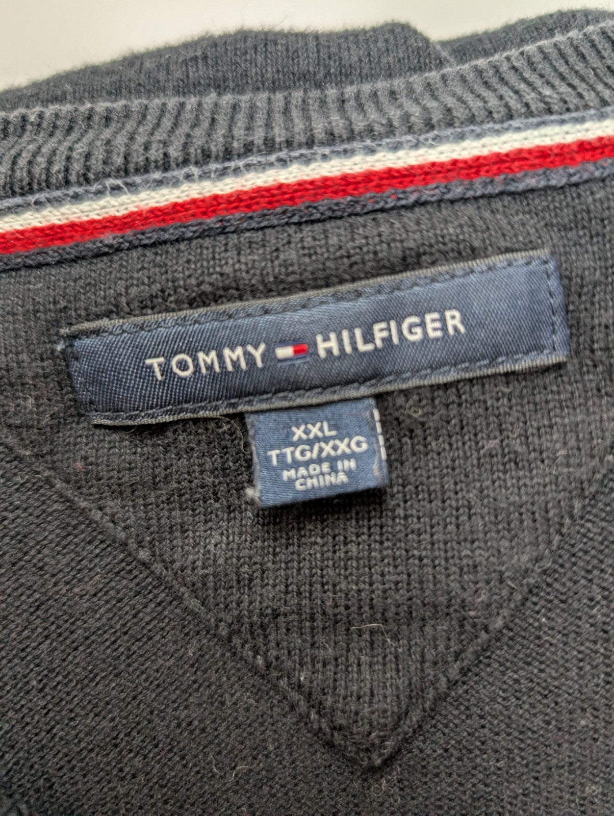 Pull Tommy Hilfiger Homme Col V Noir - Taille 3XL (XXL TG)