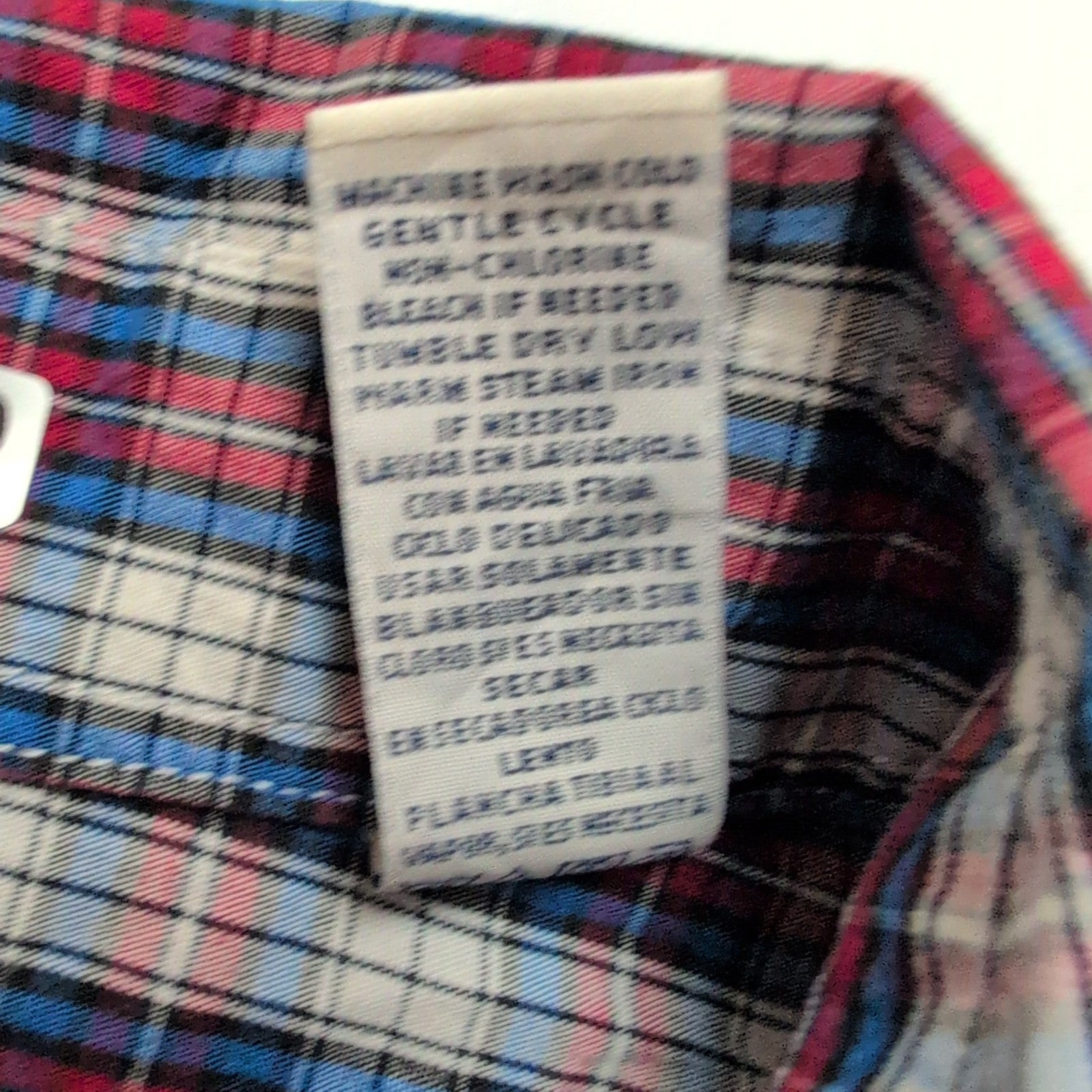 Chemise Dockers M Carreaux Bleu Blanc Rouge Logo Poche manches longues