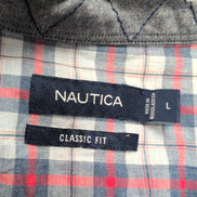 Chemise Nautica L Classic Fit Rouge Bleu Carreaux Coton Logo Manches longues