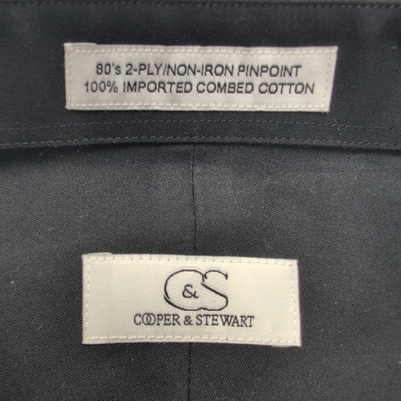 Chemise Cooper & Stewart M/L Noire Neuve Sans Étiquette Manches longues