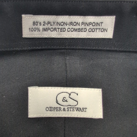 Chemise Cooper & Stewart M/L Noire Neuve Sans Étiquette Manches longues