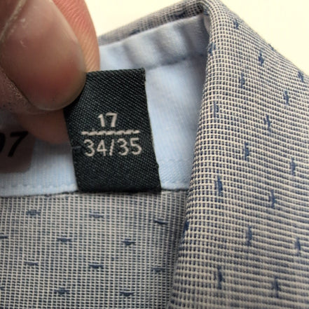 Chemise Nautica XL Bleu Chiné Micro Motif Gaufré 100% Coton manches longues