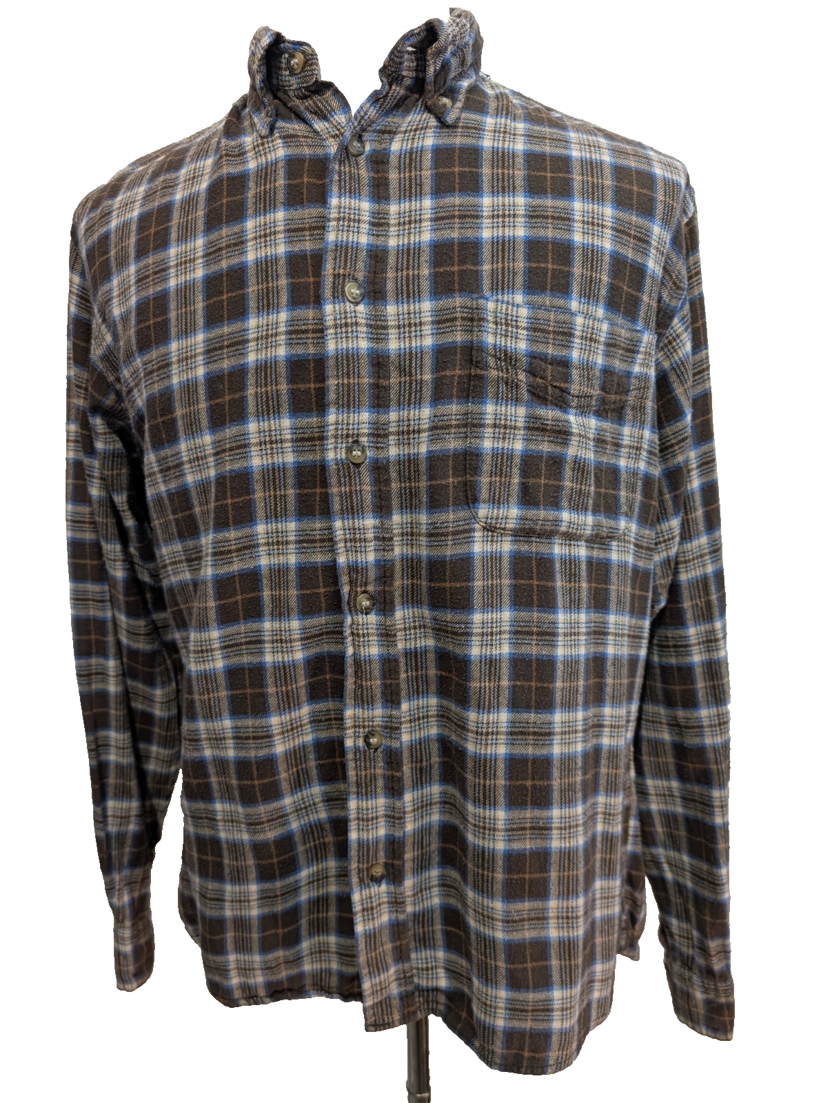 Chemise Lee Flanelle Taille M Marron et Bleu à Carreaux Vintage