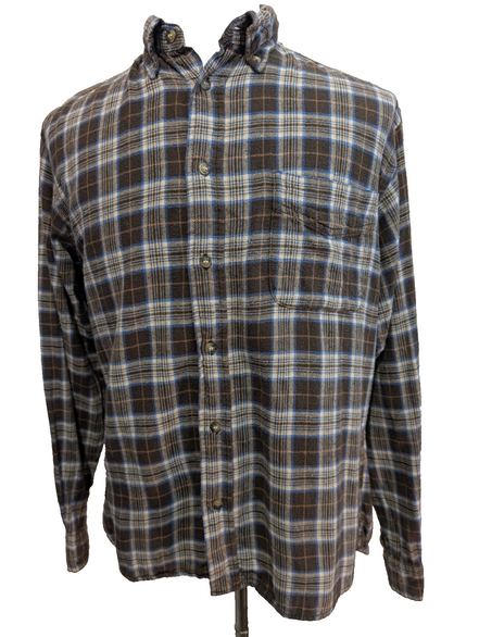 Chemise Lee Flanelle Taille M Marron et Bleu à Carreaux Vintage