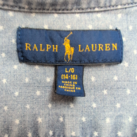 Chemise Polo Ralph Lauren L 14-16 Ans Bleu Étoiles Effet Jean Manches courtes
