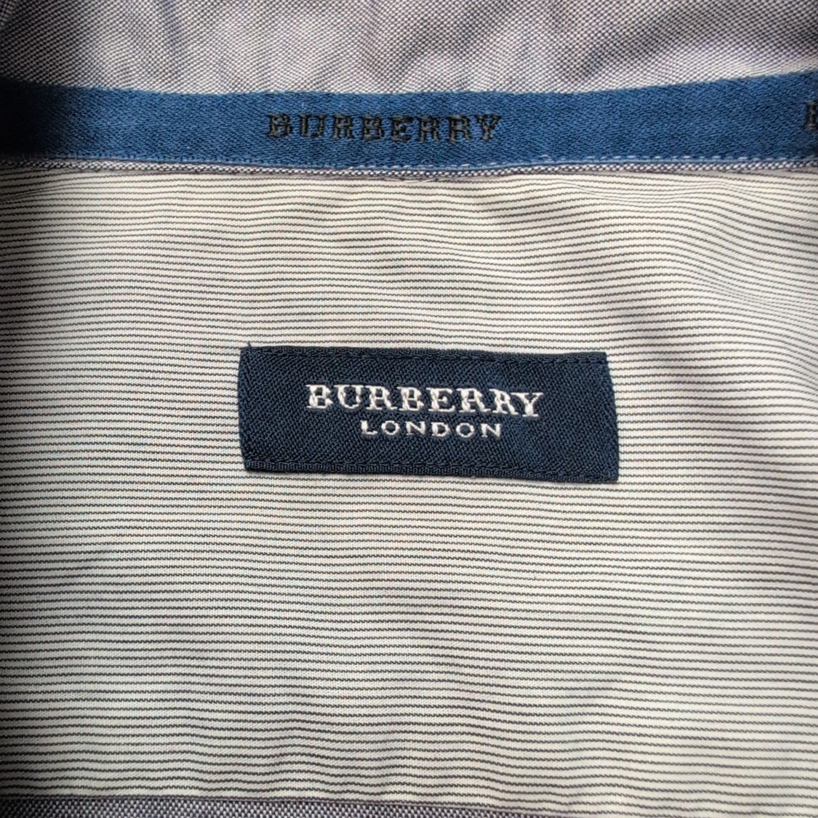 Chemise BURBERRY XL Bleu Uni 100% Coton Logo Brodé Manches Longues
