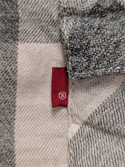 Chemise LEVI'S Western Flanelle à Carreaux Gris et Blanc Manches Longues T.M