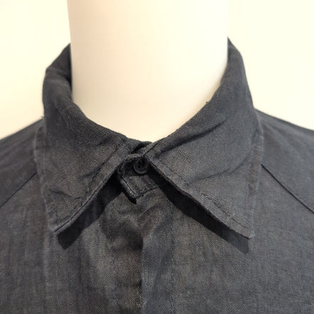 Chemise hawaïenne cubaine taille L noir 100% lin brodée 4 poches manches longues
