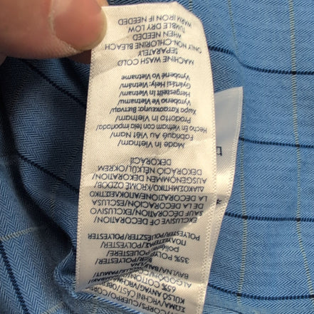 Chemise Chaps Easy Care Twill bleu ciel carreaux manches longues 1 poche L