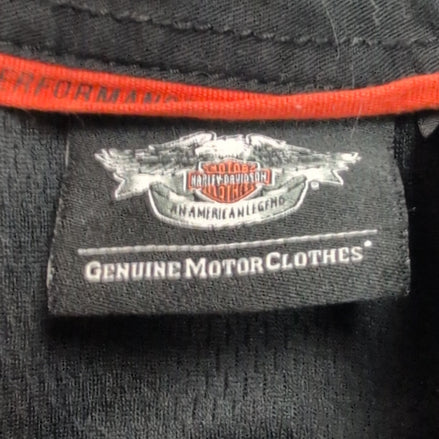 Chemise Harley Davidson L Noire Orange Flamme Brodée Dos 100% Coton