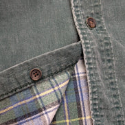 Chemise Surchemise L.L.Bean T.L Doublée Flanelle Toile/Jean Vert Vtg